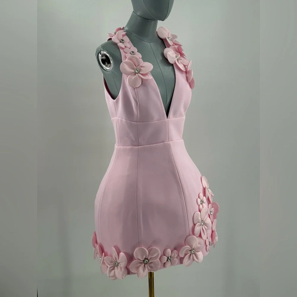🆕 BRONX & BANCO 🧿 NWOT Estelle Floral Mini Dress, Blush Pink - Sz M US 6 - Picture 7 of 17